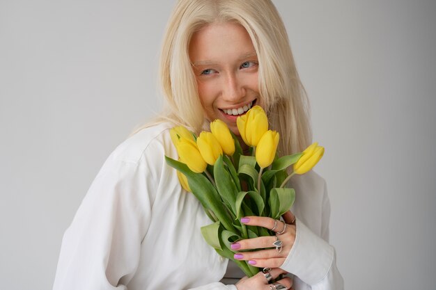 Portrait of beautiful albino woman