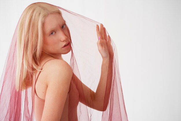 Portrait of beautiful albino woman