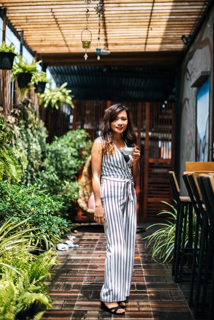 Portrait of beautiful asian woman relax at cafe