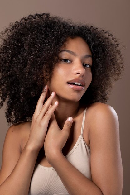 Portrait of beautiful black woman smiling