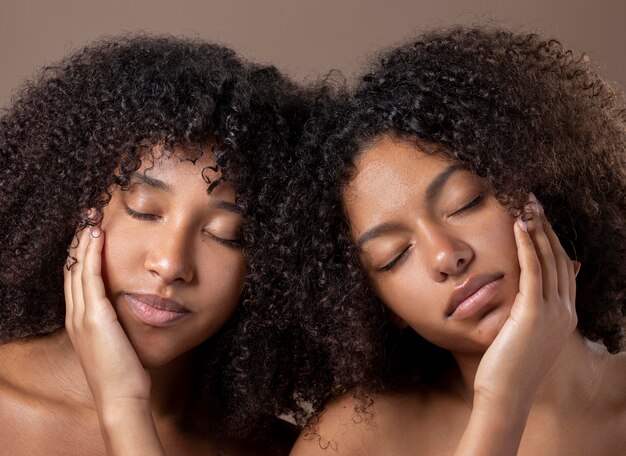 Portrait of beautiful black women posing together