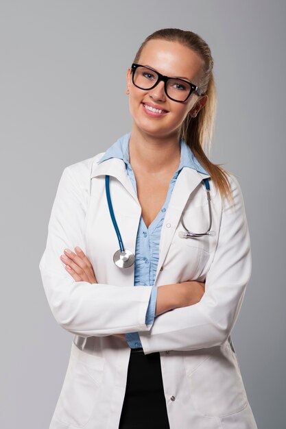 Portrait of beautiful blonde female doctor