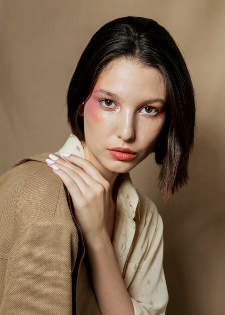 Portrait of beautiful brunette female