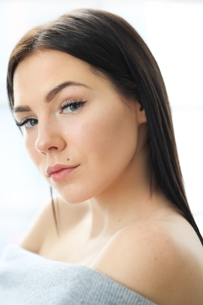 Portrait of beautiful brunette woman