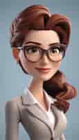 Free photo portrait of a beautiful businesswoman wearing glasses 3d rendering