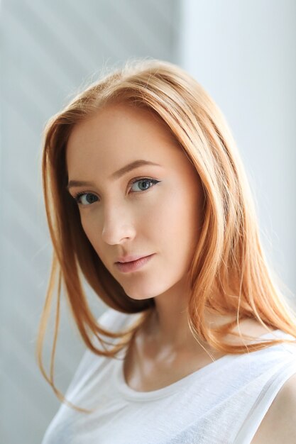 Portrait of beautiful ginger woman