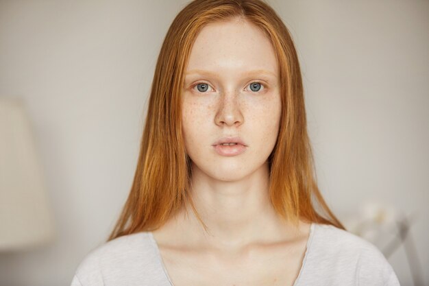 Portrait of beautiful ginger woman