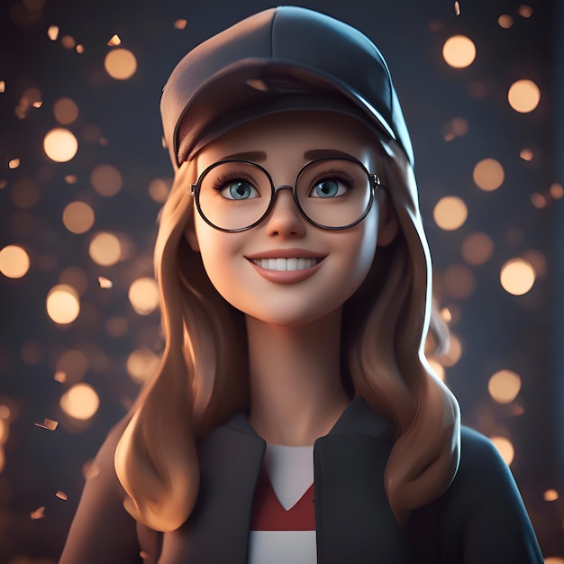 Free photo portrait of a beautiful hipster girl in glasses and cap