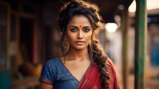 Free photo portrait of beautiful indian woman