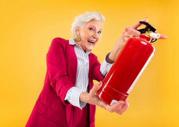 Portrait of beautiful senior woman being stylish