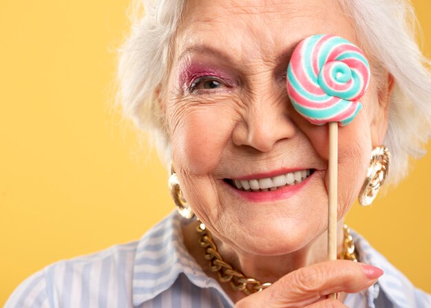 Portrait of beautiful senior woman posing