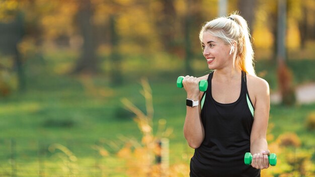 Portrait of beautiful woman doing fitness