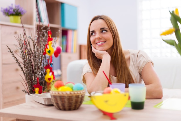 Portrait of beautiful woman in easter time