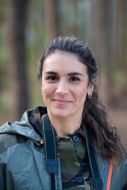 Portrait of beautiful woman in forest