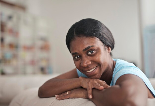 portrait of a beautiful woman at home