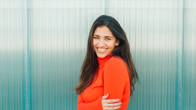 Portrait of beautiful woman looking at camera