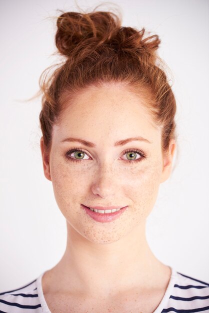 Portrait of beautiful woman smiling  shot