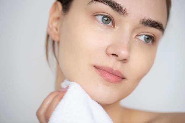 Portrait of beautiful woman with clear skin