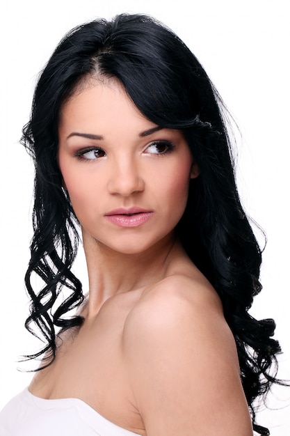 Portrait of a beautiful woman with dark hair