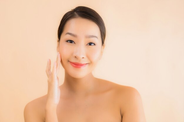 Portrait beautiful young asian face woman with beauty spa concept