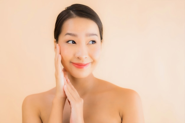Portrait beautiful young asian face woman with beauty spa concept