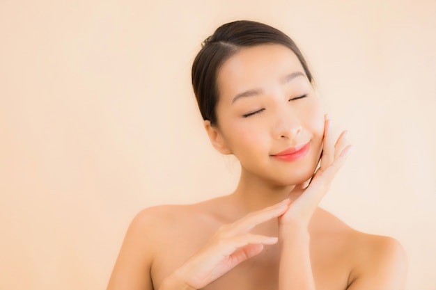 Portrait beautiful young asian face woman with beauty spa concept