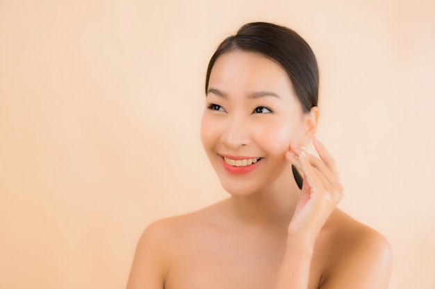 Portrait beautiful young asian face woman with beauty spa concept