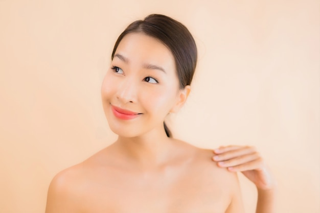 Portrait beautiful young asian face woman with beauty spa concept