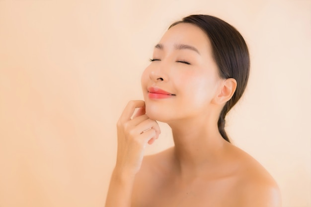 Portrait beautiful young asian face woman with beauty spa concept