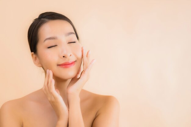 Portrait beautiful young asian face woman with beauty spa concept