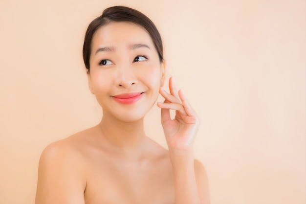 Portrait beautiful young asian face woman with beauty spa concept