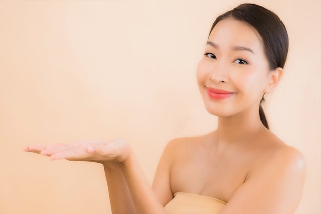 Portrait beautiful young asian face woman with beauty spa concept