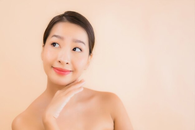 Portrait beautiful young asian face woman with beauty spa concept