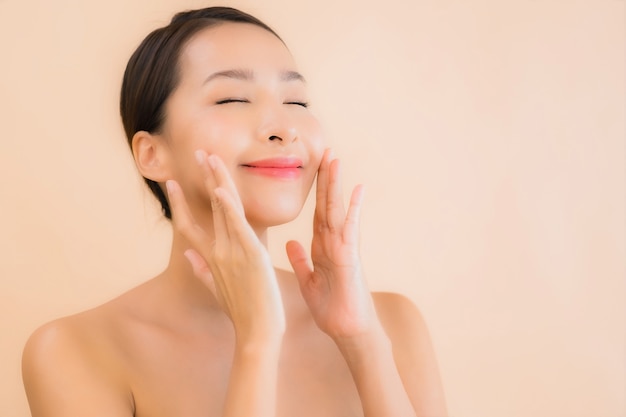 Portrait beautiful young asian face woman with beauty spa concept