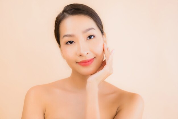 Portrait beautiful young asian face woman with beauty spa concept