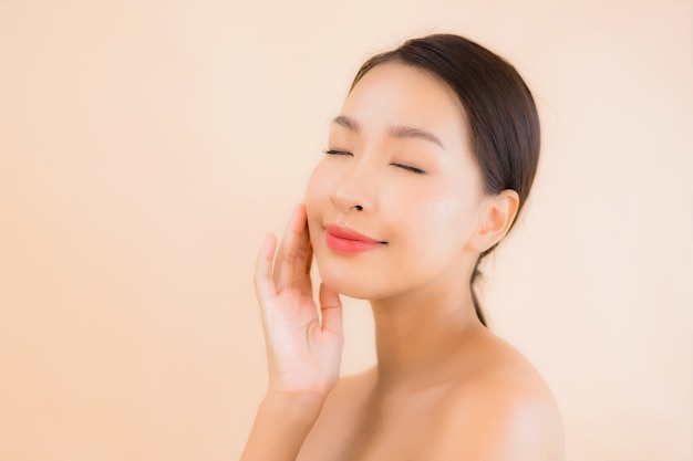 Portrait beautiful young asian face woman with beauty spa concept