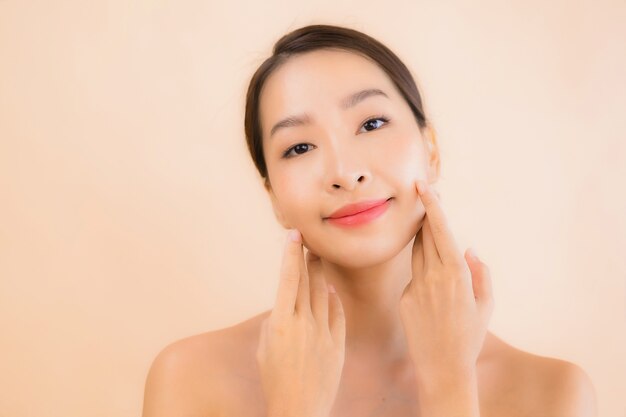 Portrait beautiful young asian face woman with beauty spa concept