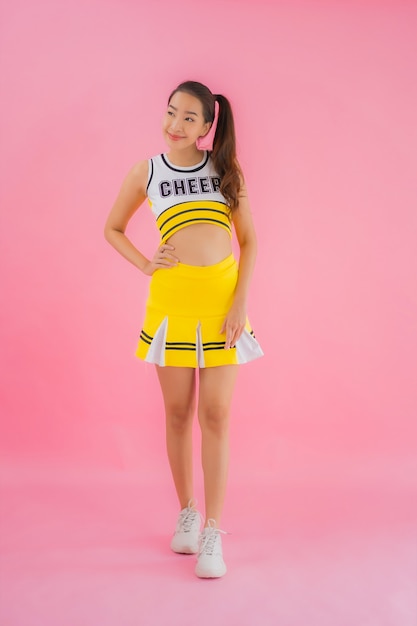 Portrait beautiful young asian woman cheerleader