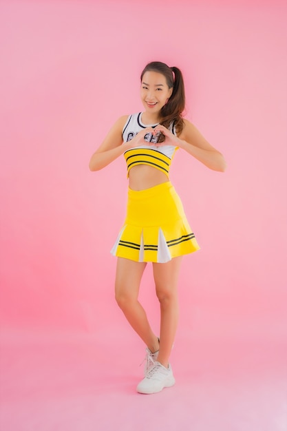 Portrait beautiful young asian woman cheerleader