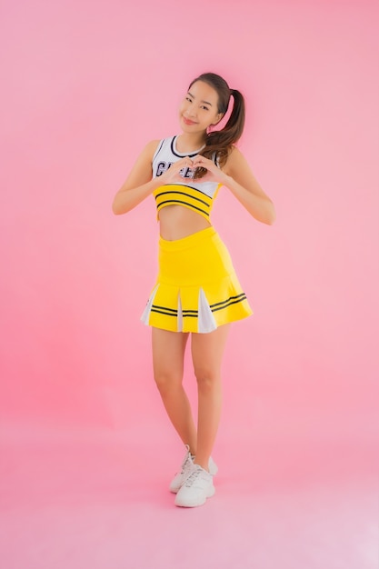 Portrait beautiful young asian woman cheerleader