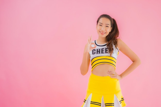 Portrait beautiful young asian woman cheerleader