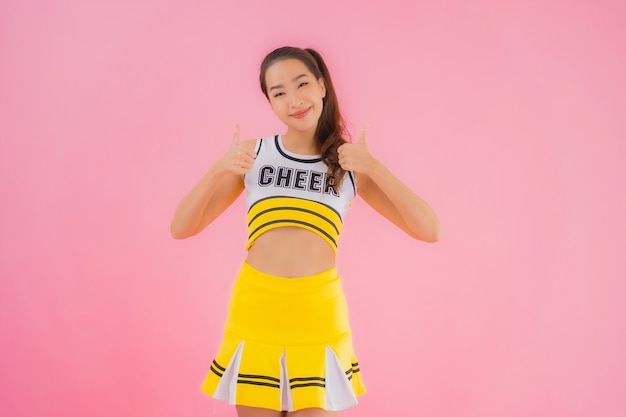 Portrait beautiful young asian woman cheerleader