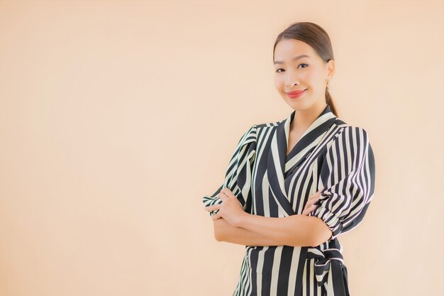 Portrait beautiful young asian woman smile happy