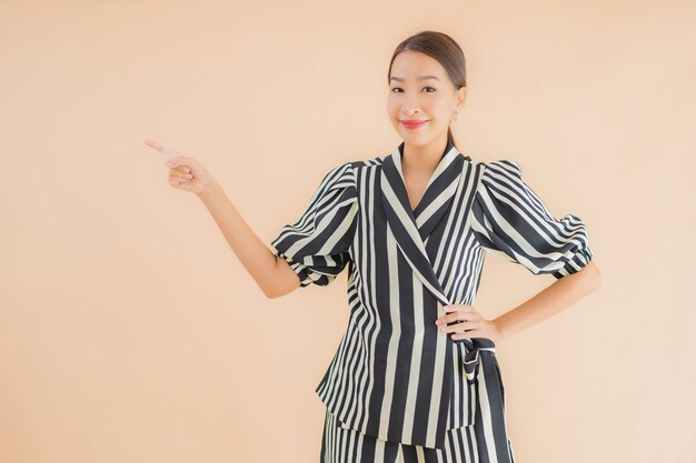 Portrait beautiful young asian woman smile happy