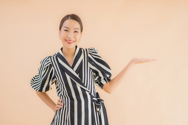 Portrait beautiful young asian woman smile happy