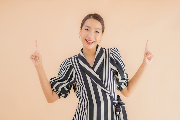 Portrait beautiful young asian woman smile happy