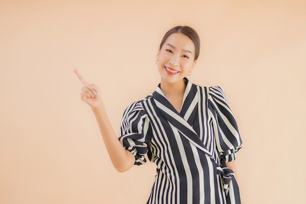 Portrait beautiful young asian woman smile happy