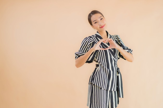 Portrait beautiful young asian woman smile happy