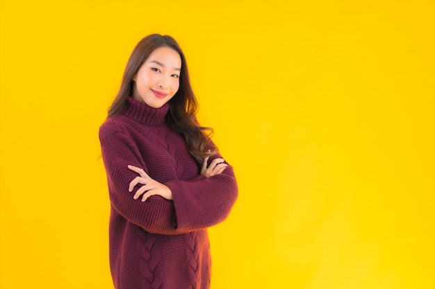 Portrait beautiful young asian woman smile happy