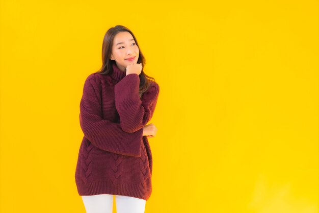 Portrait beautiful young asian woman smile happy